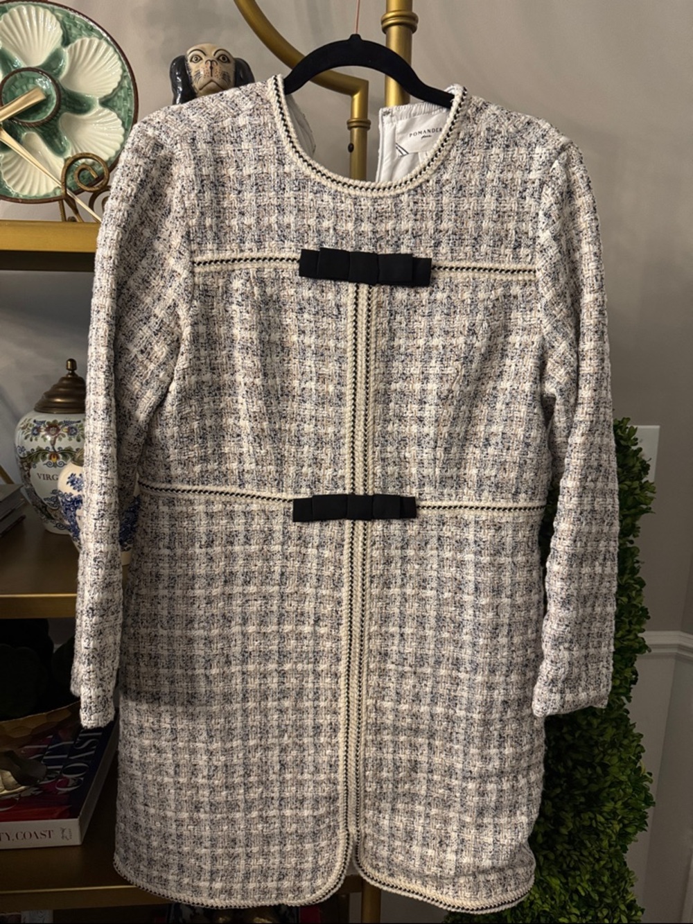 Pomander Place Tweed dress in Cream and Black